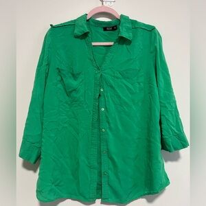 a.n.a Vibrant Green Blouse with Pockets